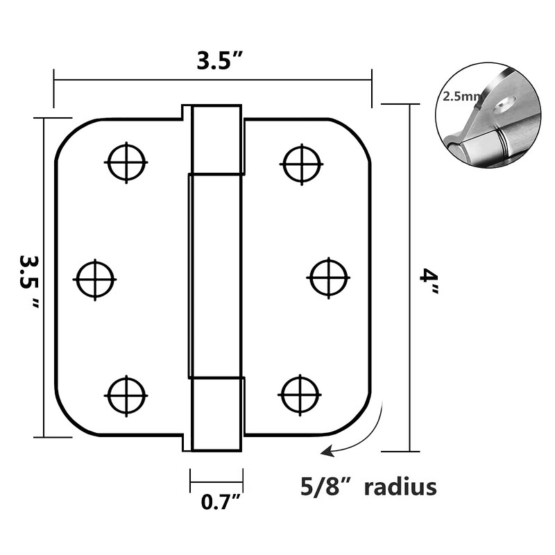 Heavy Duty 3 1/2" Inch Self-Closing Spring Loaded Door Hinge