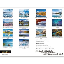 2024 2025 Wall Calendar,14 Monthly Wall Calendar Beautiful World Nov. 2024 - Dec. 2025, 12" x 18.2" Opened,Full Page Months Thick Paper for Gift Calendar Organizing & Planning