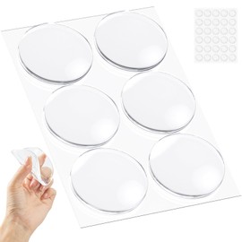 BukSuk 6 Pcs Door Stoppers for Wall, Clear Door Knob Wall Protector, 3'' Door Stops with Cabinet Door Bumpers, Washable & Reusable Wall Protectors, Self Adhesive (6 Pcs)