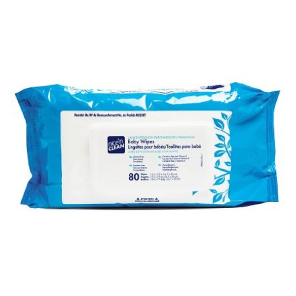 Nice and Clean Baby Wipe Unscented 7" x 8" (Tub of 80)