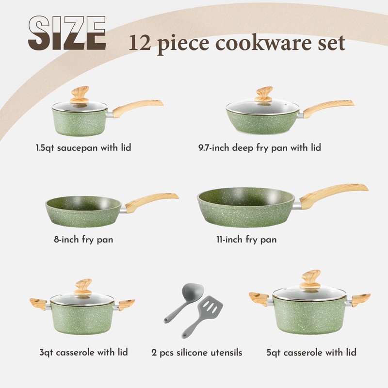 Kitchen Academy Non Toxic Pots and Pans Set Non Stick