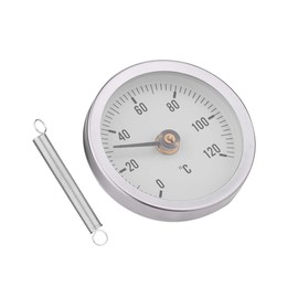 Tnfeeon 63mm Pipe Thermometer with Clip On Spring Waterproof Dustproof Thermometer IP55 Stainless Steel 0-120°C Thermometer for Pipes Surfaces Oil Power Plants Boat