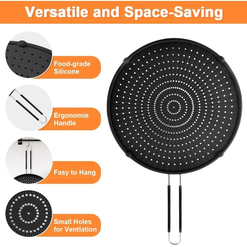 Apidgrowth Silicone Splatter Screen for Frying Pan,Grease Splatter Guard,Heat-Resistant Splatter