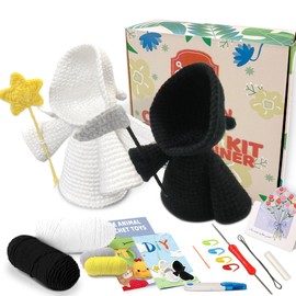 YAMAXIN 2Pcs Angles Crochet for Beginners, Angels Crochet Kits with Step-by-Step Video Tutorial, Crochet Starter Kit for Adults with Yarn Sets, Amigurumi Crochet Angels Kits for DIY Enthusiasts