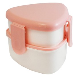 Skater ONWT1-A Triangle Lunch Box for Rice Balls, 2-Tier, 16.9 fl oz (500 ml), Includes Fork, Pink, Made in Japan