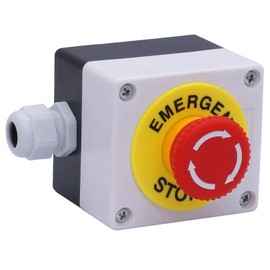 Taiss / 22mm 2 NC Red Sign Mushroom Emergency Stop Push Button Switch Station 10A 440V Stop Switch Box LA38A-02ZS-BOX