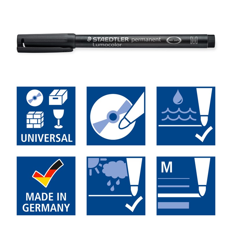 STAEDTLER 317-9 Lumocolor Permanent Pen, Medium Line Width, 1.0mm -
