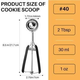 JUNADAEL J Medium Cookie Scoop, 2 Tablespoon Cookie Scoop for Baking, Cookie Dough Scoop, Spring-Loaded Scoop, Comfortable Grip, Non-Slip