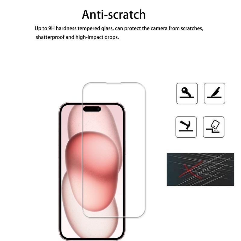 HKKAIS Screen Protector For iPhone15 Plus Tempered Glass Film with