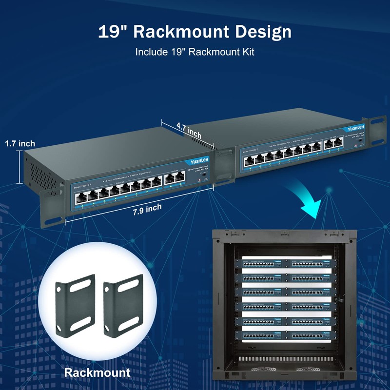 YuanLey 8 Port PoE Switch with 2 Gigabit Uplink, 8