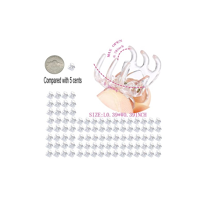 100pcs 1cm clear Mini Hair Claw Clips Plastic Claws Pins