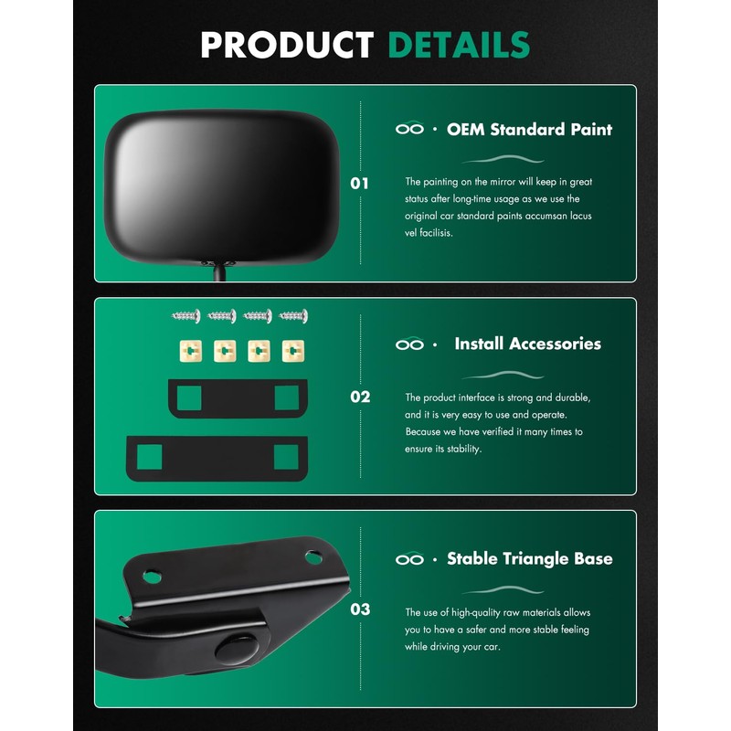 SCITOO Left and Right Side Mirrors Fit Compatible with 1991-1994