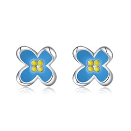Reffeer Solid 925 Sterling Silver Cute Flower Earrings Stud for Women Teens Small Flower Stud Earrings Color Flower Earrings (A-Silver)