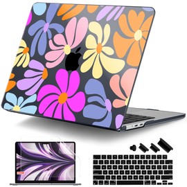 DONGKE for M4 MacBook Air 13.6 Inch Case 2025 2024 2023 2022 Model A3240 A3113 A2681 M3 M2 Chip, Plastic Hard Shell Case Cover with Touch ID for MacBook Air 13 Inch M4 - Retro Flowers