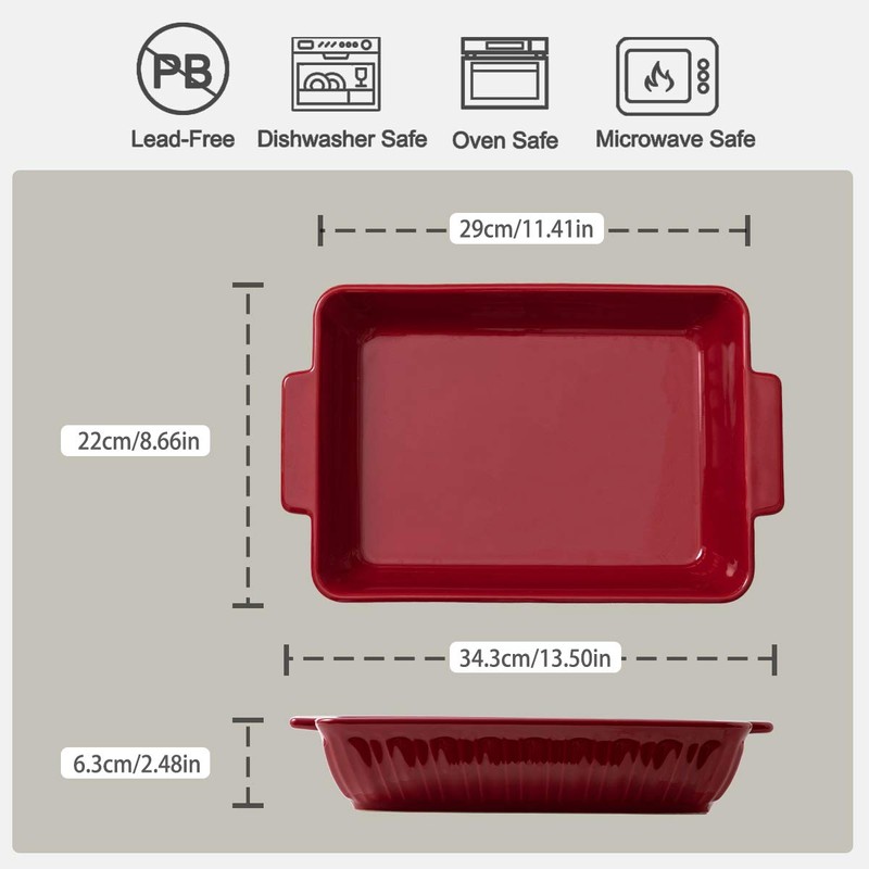 FE Baking Dish, 11"x 8"Rome Pillar Casserole Dish, 3.38 Quart