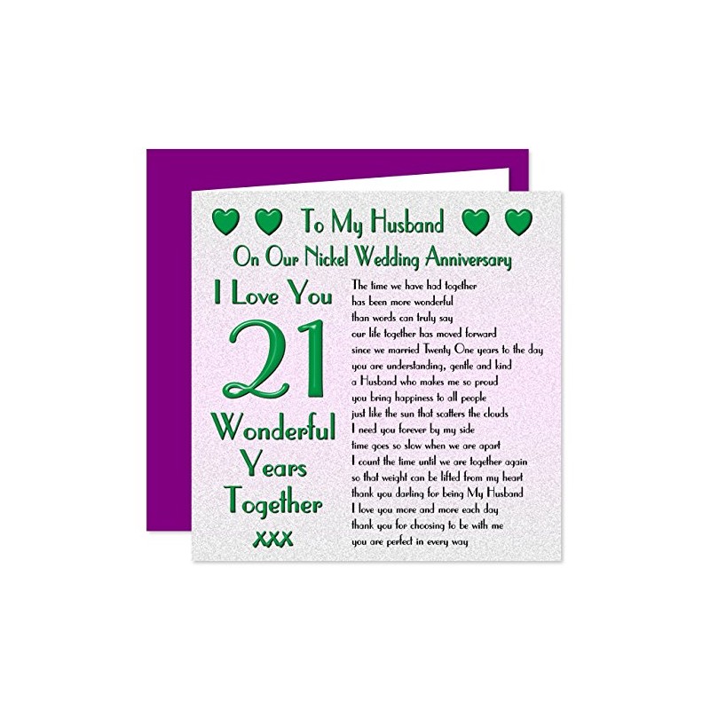 My Husband 21st Wedding Anniversary Card - On Our Nickel