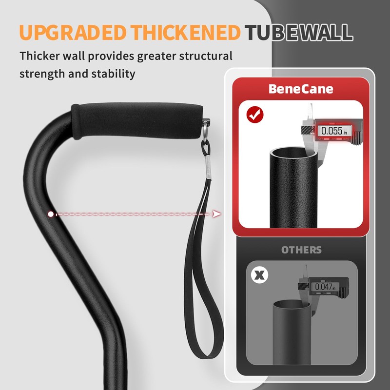 BeneCane Quad Cane Adjustable Walking Cane with Offset Soft Cushioned