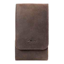 MG Leather Work PICCOLO Trumpet Pipes Holder GENUINE LEATHER Crazy Horse leather case for piccolo trumpet parts Piccolo trumpet pipes leather pouch with magnetic clasp (Dark Brown)