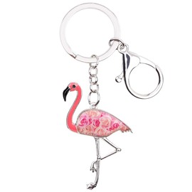 WEVENI Enamel Alloy Flamingo Keychain Bird Jewelry For Women Girls Bag Car Wallet Charms (Pink)