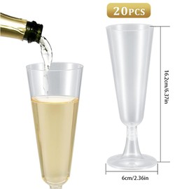 YZDZSW Plastic Toasting Glasses, 20 PCS Plastic Champagne Flutes, Disposable Clear Plastic Toasting Glasses for Wedding Party Cocktail Mimosa Plastic Cups(Transparent)