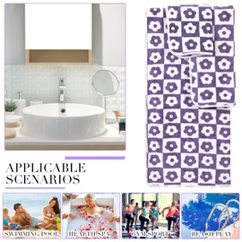 Kinlop 6 Pcs Bath Towel Set 2 Bath Towel 2 Hand Towel 2 Washcloth Soft Quick Dry Bathroom Towel Set for Bathroom Home Gym Spa Beach Accessories(Purple, Flower)