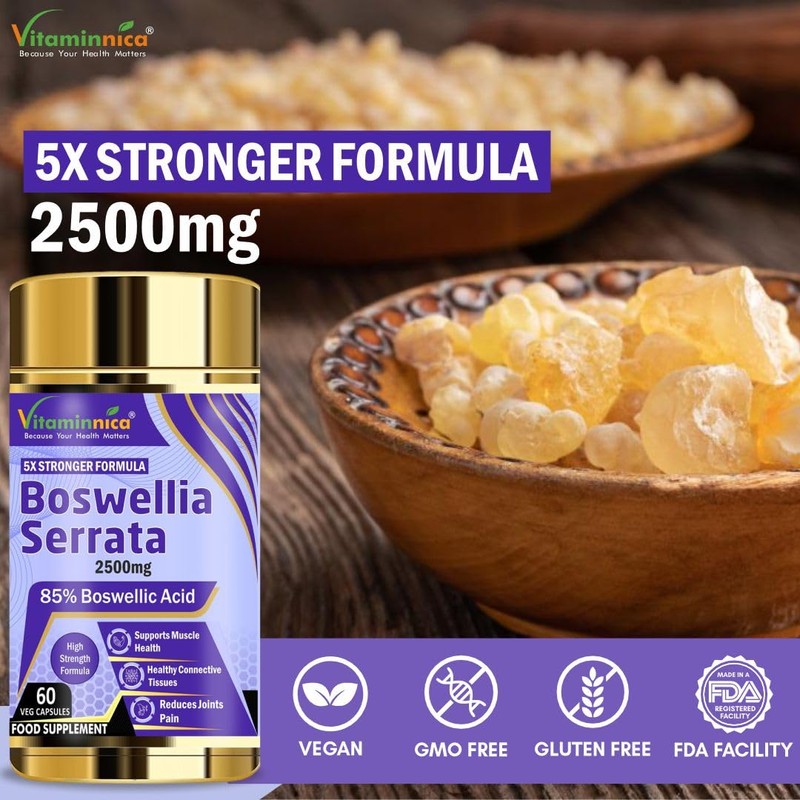 Vitaminnica Boswellia Serrata Capsules (2500mg 5:1 Extract)- 60 Vegan Capsules,