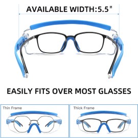 WEYMENG Safety Glasses Over Eyeglasses Anti Fog Safety Goggles Protective Glasses With Adjustable Frame For Men Women (Sky Blue)