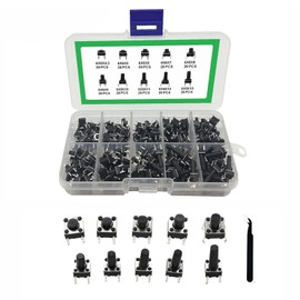 Button Set 200x Micro Buttons 6 x 6 mm 43-13 mm Momentary Tactile Pressure Switch 4-Pin for Circuit Boards Mini Button Assortment Box Universal Button Micro Switch Kit