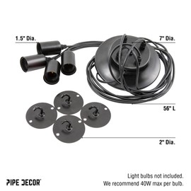 PIPE DECOR 4-Arm Adjustable Spider Light, Industrial Chandelier Pendant Lamp for Kitchen Island, Dining Room, Bedroom, Living Room, Bar or Restaurant