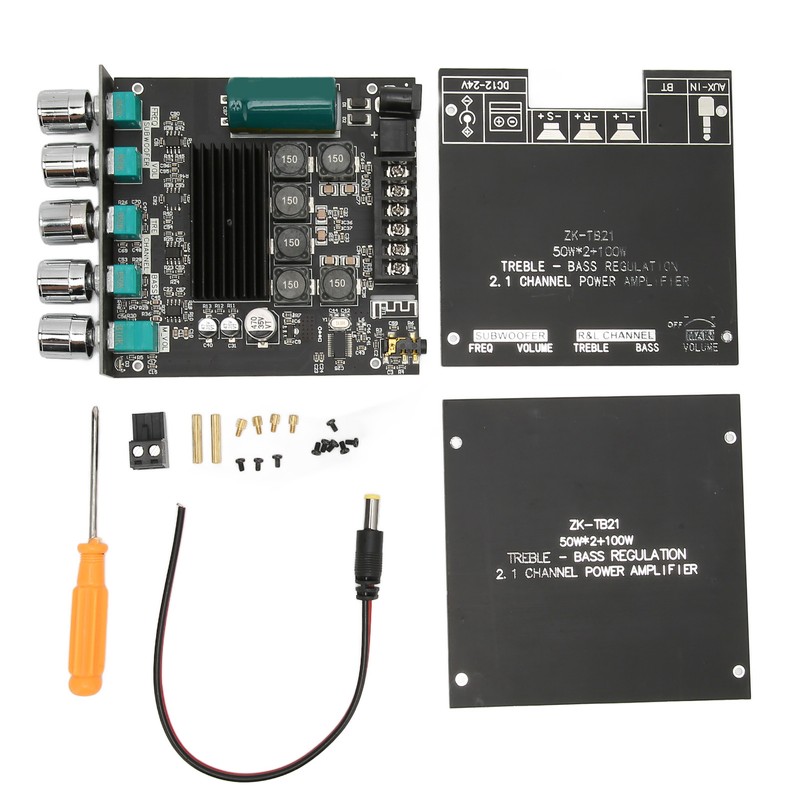 2x50W Bluetooth 5.0 Stereo Sound Receiver Amplifier Board 2.1Channel Subwoofer