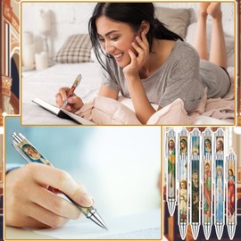 AmazingSpark 50 Pcs Catholic Religious Pens Christian Catholic Gifts Bulk Christmas Nativity Verse Ballpoint Pens Christian Gift for Women Men Prayer Office Home Church Party Favors (Classic)