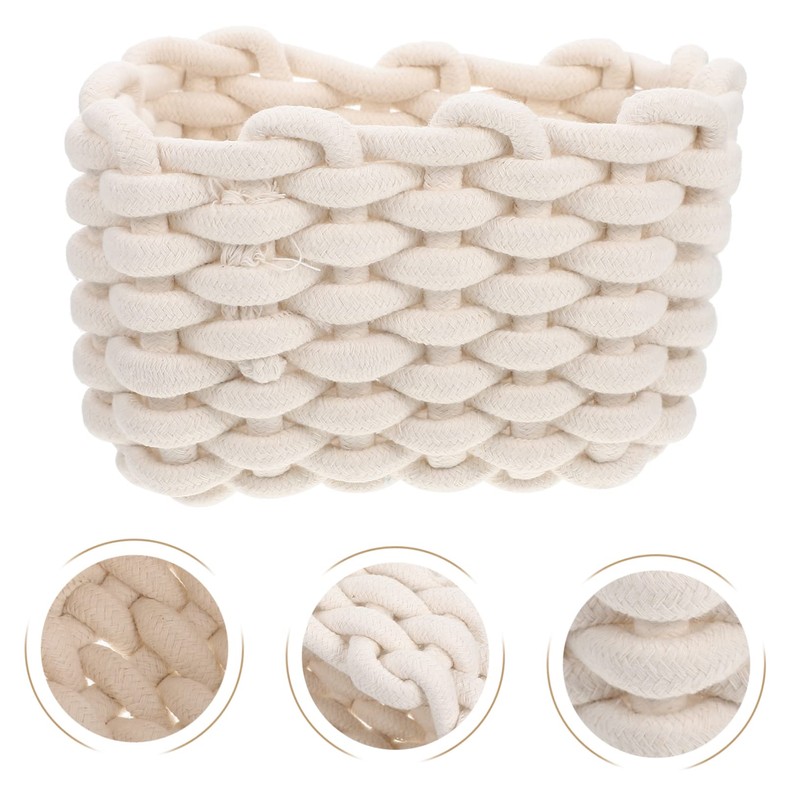 BIUDECO Cotton Storage Basket Set 2pcs Woven Small Baskets Toy