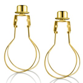 Lamp Shade Light Bulb Clip Adapter, 2 Pack Clip on Lampshade Adapter Includes Finial and Lampshade Levellers to Keep Lamp Shade in Place, Lamp Shade Holder for Clip On Light Bulbs (Brass)