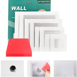 Pengchengwanli Wall Repair Kit, Set of 8 Drywall Mesh Patches with Putty Knife, White (Wall Patch 8pcs Set)