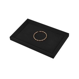 Ugdgtgo Stackable Jewelry Display Flat Tray Earring Necklace Bracelet Rings Display Dish Organizer Holder for Jewelry Storage Showcase Home Microfiber Black