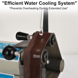 350W Mini Belt Sander with Water Cooling System, 110V Adjustable Speed Grinder Tool for Metal Woodworking, Bench Sharpening, Knife Grinding and DIY Projects