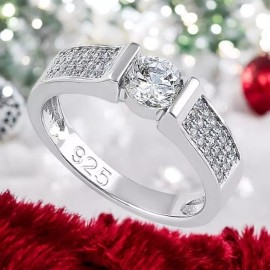 The Unbranded Brand Sterling Silver Clear Round Engagement Ring 6,7,8