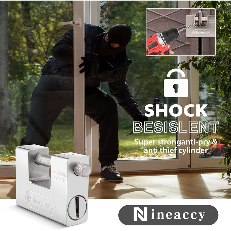 WDFAACK 5 Keys Super Silver Heavy Duty Padlock Lock for