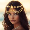Woeoe Sequin Head Chains Gold Rhinestone Tassel Hair Chain Bohemian