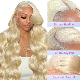 32 Inch 613 13x6 Lace Front Wig Human Hair 200 Density Body Wave Blonde Wig Human Hair 613 HD Lace Frontal Wigs Human Hair 13x6 613 Blonde Lace Front Wigs Human Hair Body Wave Pre Plucked for Women