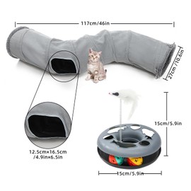 TSEB4TEP TSEB4TEP Cat Tunnel, Indoor Cat Toy, Roller Track Cat Toy, Collapsible S-Shaped Play Tube, 10.5 Inch Diameter Maze Cat House for Cats, Puppies, Rabbits, Ferrets, Cat Toy Set