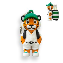 VannyVee Sports Tiger Caddy Golf Tee Holder, Includes 8 Golf Tees, Fun Golf Accessories for Men and Women, Stylish Golf Bag Accessory and Golf Gift