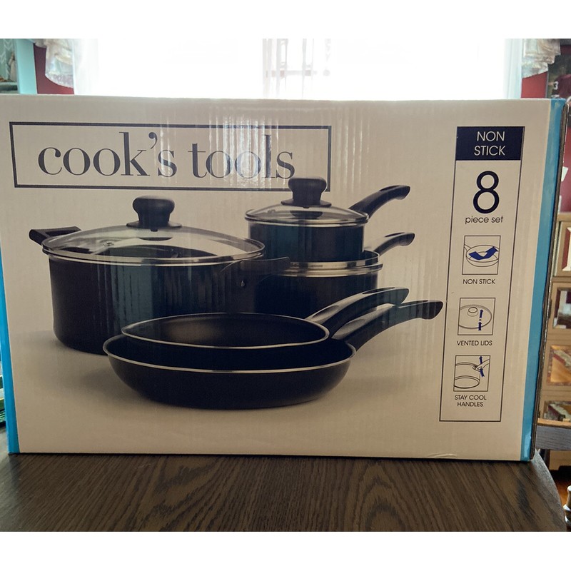 Cooks Tools Cook Tools 8 Piece Nonstick Cookware Set Black