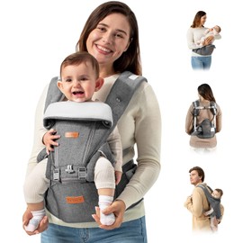 besrey Baby Carrier with Hip Seat Newborn to Toddler, 7-45lb, Summer Mesh Infant Carrier, Baby Body Holder Chest with Back Support, Front Facing Men Kangaroo Holder