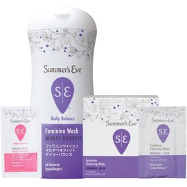 Summer's Eve Delicate Zone Soap and Wet Sheet Set, Feminine Wash, Multi-Benefit, Daily Balance, Feminine Cleansing Wipe, Set with Wash Pouch, Delicate Zone, Darkening, Moisturizing Soap, Delicate