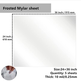 Milky Translucent Blank Mylar Stencil Sheets for Cutting, Gift, 24" x 36" 10 mil/0.25mm Thick 5 Sheets.Acetate Template Material, Craft Plastic Sheets (24×36” /10 mil)