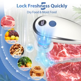 WanshengLe Handheld Vacuum Sealer for Food, Compact Vacuum Sealer Machine with 30 Reusable Sous Vide Bags for Preservation, Portable Food Sealer, White