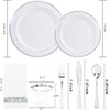 bUCLA 350PCS Silver Plastic Dinnerware Set for 50 Guests -