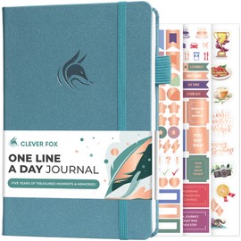 Clever Fox One Line A Day Journal – 5-Year Memory Notebook – Daily Time Capsule Diary for Women & Men –Five-Year Day-by-Day Planner (Aquamarine)