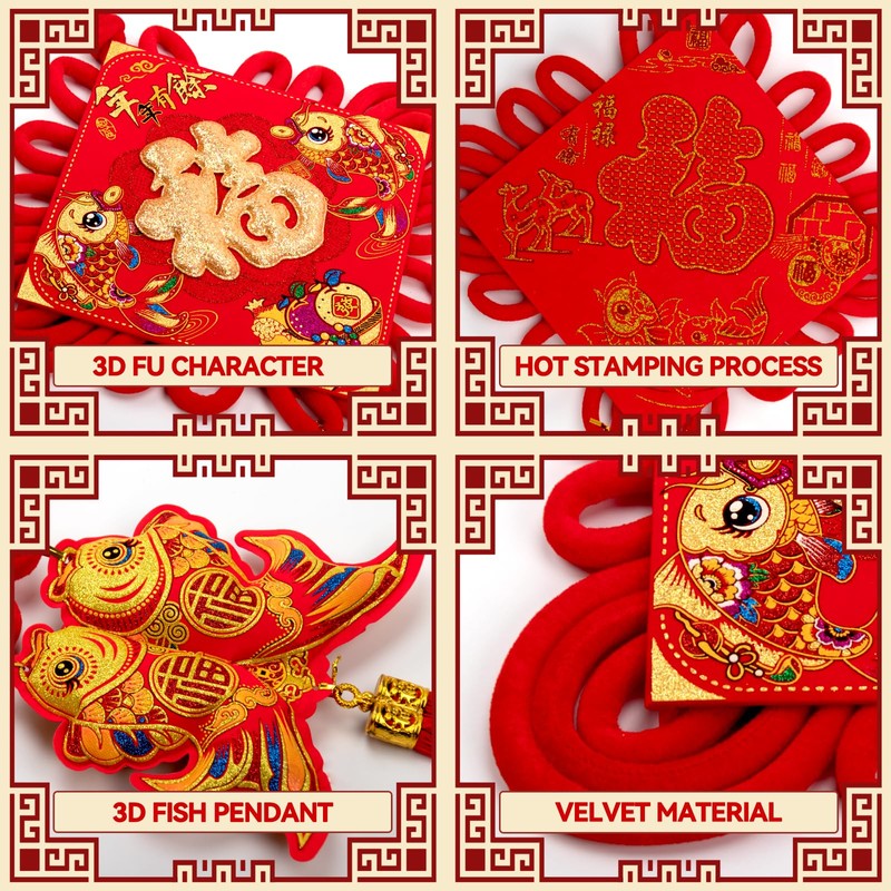 Nowaca Chinese New Year Decorations 2026, Red Chinese Knot Fu